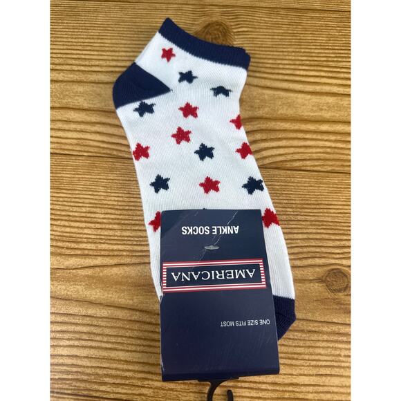 Americana Accessories - New Womens Americana Ankle Socks USA Stars Red White And Blue July 4th Socks